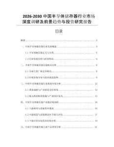 2026-2030中國半導(dǎo)體儲存器行業(yè)市場深度調(diào)研及前景趨勢與投資研究報告