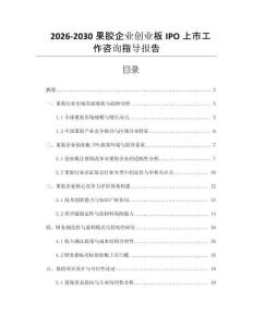 2026-2030果膠企業創業板IPO上市工作咨詢指導報告