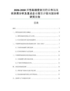 2026-2030彈性粘接密封劑行業(yè)市場現(xiàn)狀供需分析及重點(diǎn)企業(yè)投資評估規(guī)劃分析研究報告