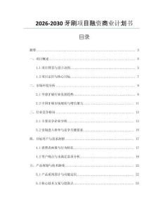 2026-2030牙刷項目融資商業計劃書