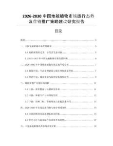 2026-2030中國地被植物市場運行態(tài)勢及營銷推廣策略建議研究報告
