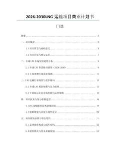 2026-2030LNG運輸項目商業計劃書