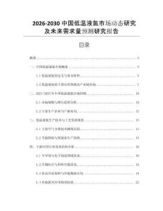 2026-2030中國低溫液氮市場動態(tài)研究及未來需求量預測研究報告