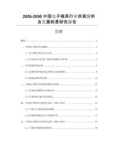2026-2030中國電子模具行業(yè)供需分析及發(fā)展前景研究報告
