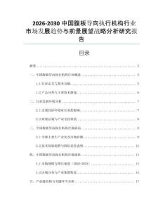 2026-2030中國腹板導向執行機構行業市場發展趨勢與前景展望戰略分析研究報告