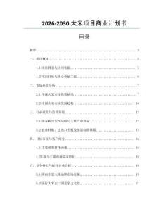 2026-2030大米項(xiàng)目商業(yè)計(jì)劃書(shū)
