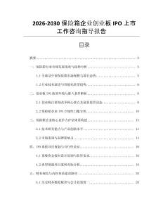 2026-2030保險箱企業創業板IPO上市工作咨詢指導報告