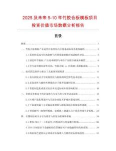 2025及未來5-10年竹膠合板模板項目投資價值市場數據分析報告