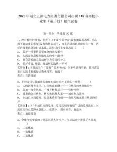 2025年湖北正源電力集團(tuán)有限公司招聘146名高校畢業(yè)生（第三批）模擬試卷完整答案詳解