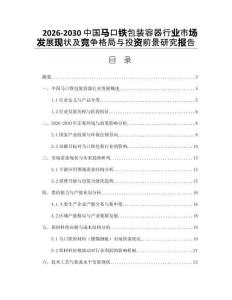 2026-2030中國馬口鐵包裝容器行業市場發展現狀及競爭格局與投資前景研究報告