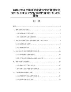 2026-2030便攜式粘度計行業市場現狀供需分析及重點企業投資評估規劃分析研究報告