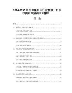 2026-2030中國沖壓機床行業(yè)發(fā)展分析及投資前景預測研究報告