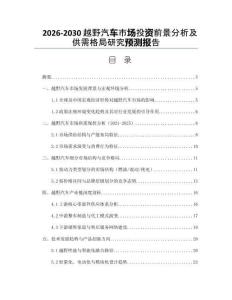 2026-2030越野汽車市場投資前景分析及供需格局研究預(yù)測(cè)報(bào)告