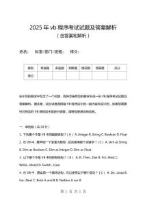 2025年vb程序考試試題及答案解析