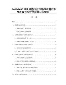 2026-2030煤炭精選行業(yè)市場(chǎng)深度調(diào)研及發(fā)展規(guī)劃與投資前景研究報(bào)告