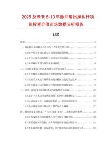 2025及未來5-10年脈沖輸出操縱桿項目投資價值市場數據分析報告