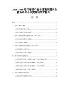 2026-2030專用車輛行業市場發展現狀及競爭格局與投資戰略研究報告