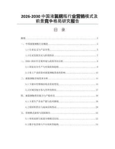 2026-2030中國液氯鋼瓶行業營銷模式及前景競爭格局研究報告