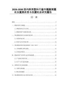 2026-2030國內酵素飲料行業(yè)市場發(fā)展現(xiàn)狀及發(fā)展前景與投資機會研究報告