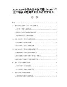 2026-2030中國(guó)內(nèi)容分發(fā)網(wǎng)絡(luò)（CDN）行業(yè)市場(chǎng)發(fā)展趨勢(shì)及前景分析研究報(bào)告