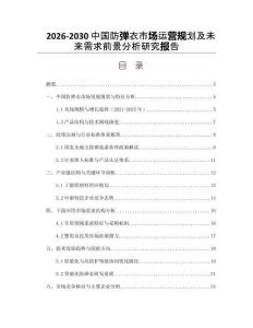 2026-2030中國防彈衣市場運營規(guī)劃及未來需求前景分析研究報告