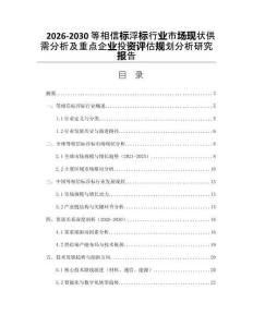 2026-2030等相信標浮標行業市場現狀供需分析及重點企業投資評估規劃分析研究報告