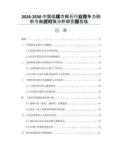 2026-2030中國(guó)低鎂方解石行業(yè)競(jìng)爭(zhēng)力剖析與融資對(duì)策分析研究報(bào)告版