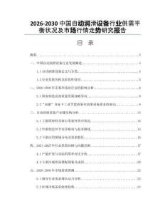 2026-2030中國自動潤滑設(shè)備行業(yè)供需平衡狀況及市場行情走勢研究報告