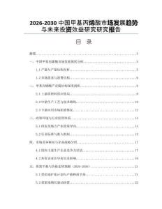 2026-2030中國甲基丙烯酸市場發展趨勢與未來投資效益研究研究報告
