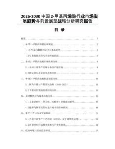 2026-2030中國2-甲基丙烯酸行業市場發展趨勢與前景展望戰略分析研究報告