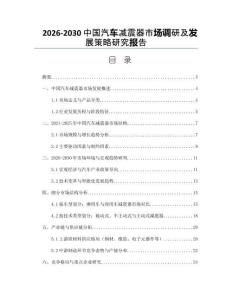2026-2030中國汽車減震器市場調研及發展策略研究報告