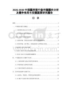 2026-2030中國監(jiān)控器行業(yè)市場現(xiàn)狀分析及競爭格局與投資發(fā)展研究報告
