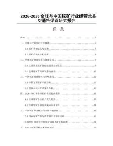 2026-2030全球與中國(guó)鉈礦行業(yè)經(jīng)營(yíng)效益及銷售渠道研究報(bào)告