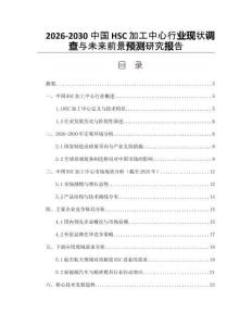 2026-2030 中國HSC加工中心行業現狀調查與未來前景預測研究報告
