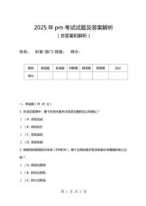 2025年pm考試試題及答案解析