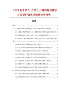 2025及未來5-10年十六槽網管機箱項目投資價值市場數(shù)據分析報告