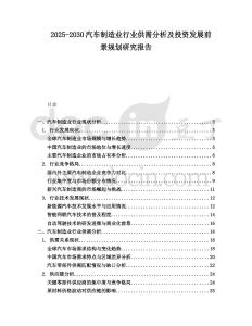 2025-2030汽車制造業(yè)行業(yè)供需分析及投資發(fā)展前景規(guī)劃研究報告