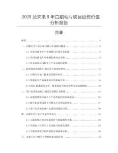 2025及未來5年白鵝毛片項目投資價值分析報告
