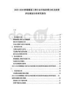 2025-2030橋梁隧道工程行業(yè)市場(chǎng)供需分析及投資評(píng)估規(guī)劃分析研究報(bào)告