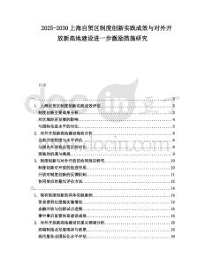 2025-2030上海自貿(mào)區(qū)制度創(chuàng)新實踐成效與對外開放新高地建設(shè)進一步激勵措施研究
