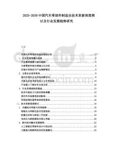2025-2030中國汽車零部件制造業(yè)技術(shù)革新深度探討及行業(yè)發(fā)展趨勢研究