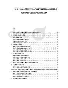 2025-2030中國(guó)汽車安全氣囊氣囊袋行業(yè)市場(chǎng)需求現(xiàn)狀分析與投資評(píng)估規(guī)劃文獻(xiàn)