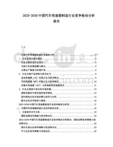 2025-2030中國(guó)汽車變速箱制造行業(yè)競(jìng)爭(zhēng)格局分析報(bào)告