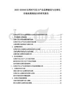 2025-203040比利時(shí)巧克力產(chǎn)業(yè)品牌建設(shè)與全球化市場(chǎng)拓展規(guī)劃分析研究報(bào)告