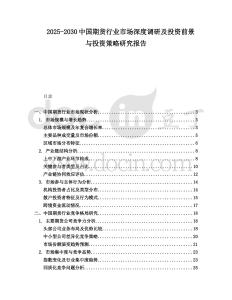 2025-2030中國期貨行業(yè)市場深度調(diào)研及投資前景與投資策略研究報告