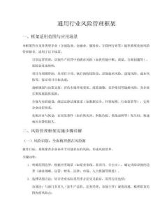 行業風險管理框架