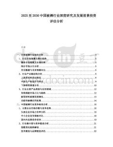 2025至2030中國(guó)被褥行業(yè)深度研究及發(fā)展前景投資評(píng)估分析