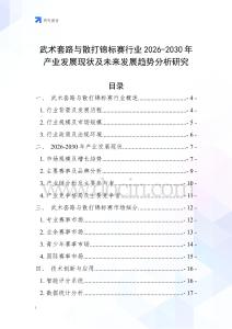 武術套路與散打錦標賽行業2026-2030年產業發展現狀及未來發展趨勢分析研究