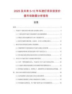2025及未來5-10年車速燈項(xiàng)目投資價(jià)值市場(chǎng)數(shù)據(jù)分析報(bào)告
