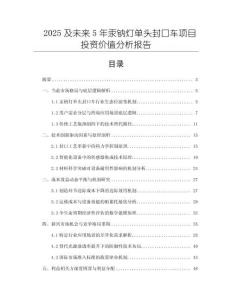 2025及未來5年汞鈉燈單頭封口車項目投資價值分析報告